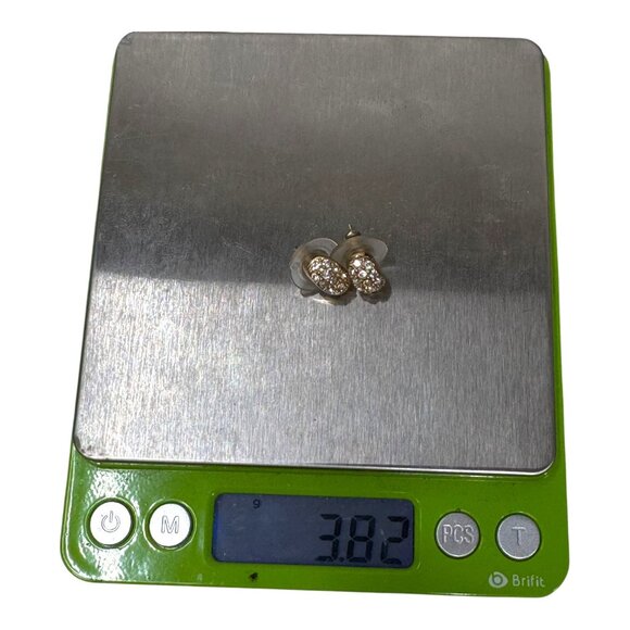 Vintage Christian Dior Gold-Tone Crystal Stud Earrings Petite Classic Rhinestone - Picture 6 of 6